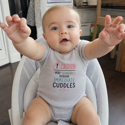 ⚠️ Caution: May Suddenly Require Immediate Cuddles baby bodysuit worn
