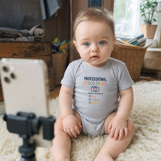 Professional Photo Model baby bodysuit worn