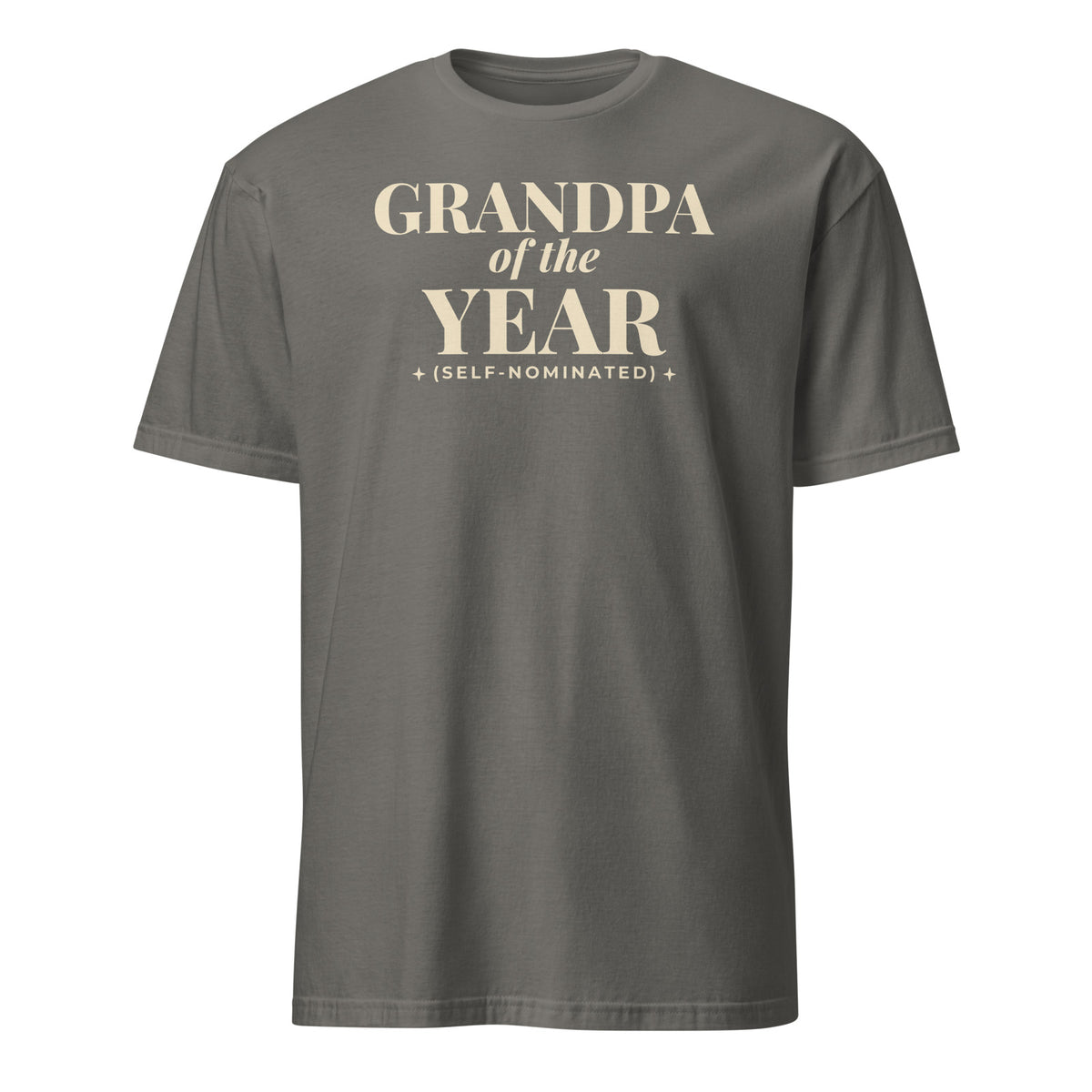 Grandpa of the Year tee in Charcoal, front print