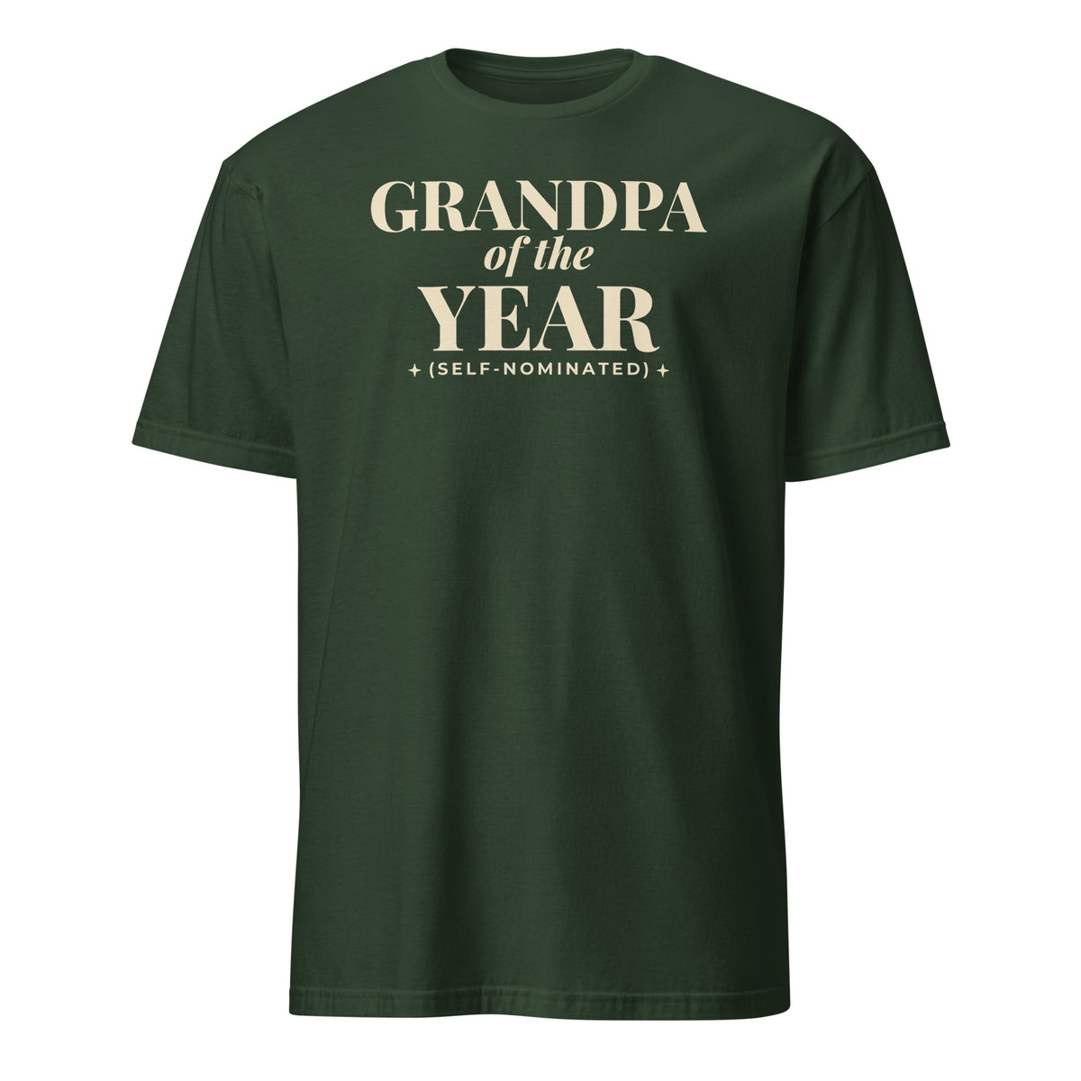 Grandpa of the Year tee in Forest Green, front print