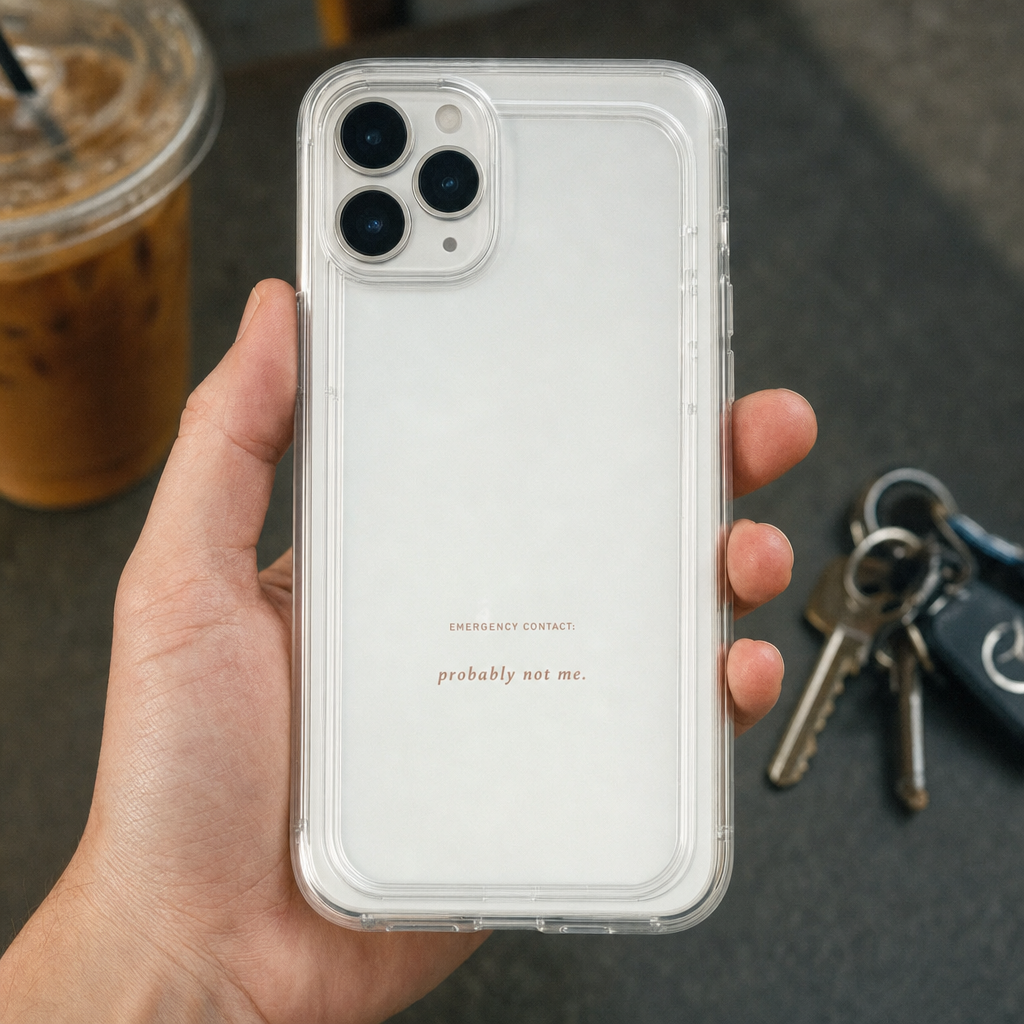 Emergency contact probably not me clear iPhone case