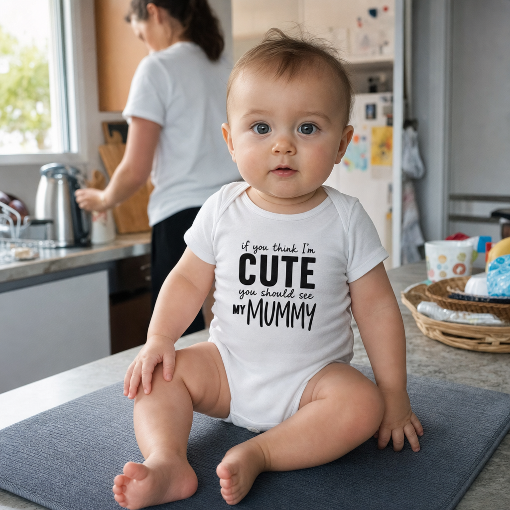 If You Think I'm Cute, You Should See My Mummy baby bodysuit worn