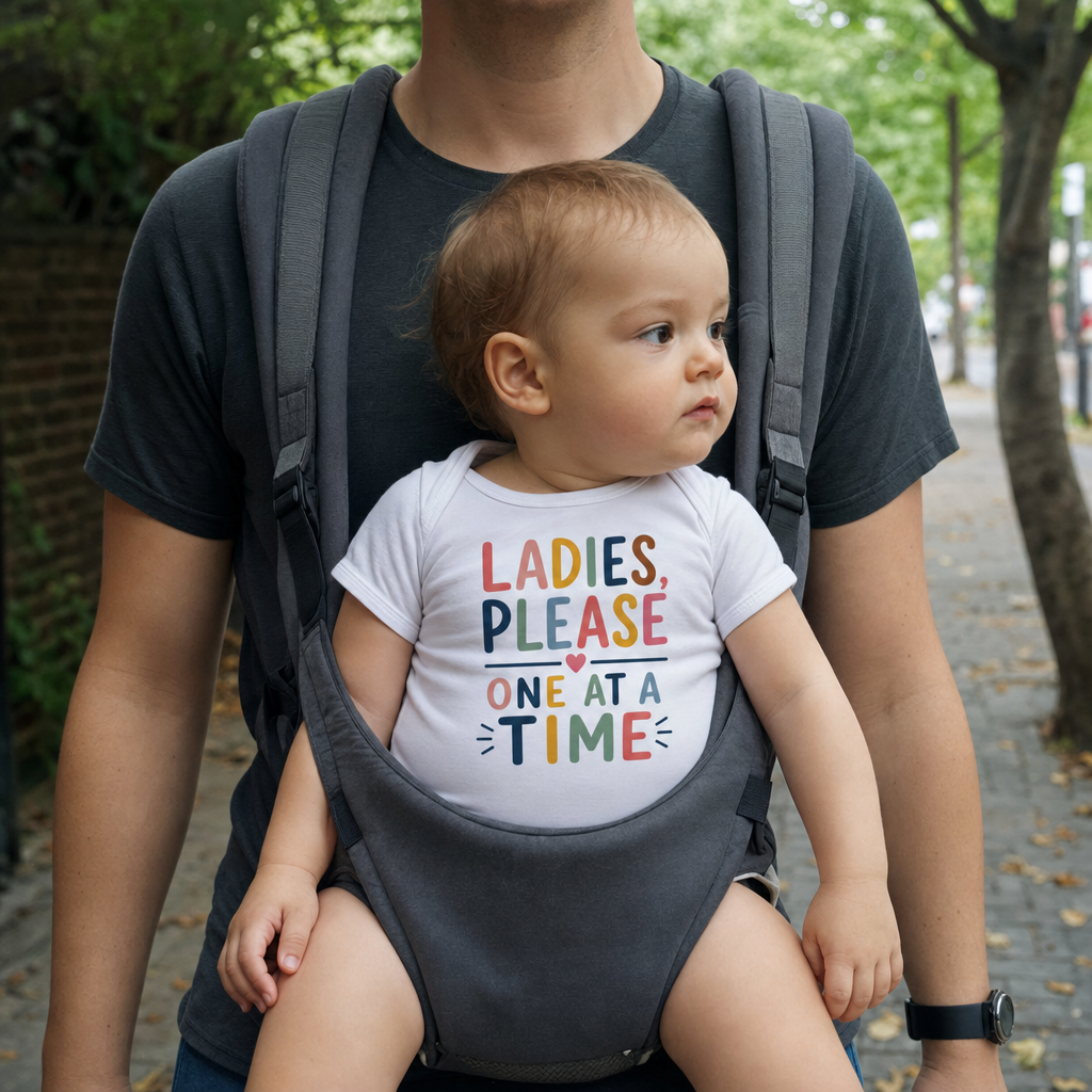Ladies Please. One at a time. Colour Edition. baby bodysuit worn