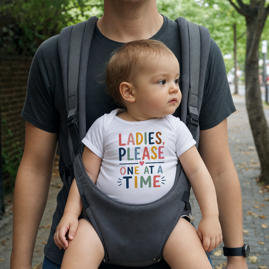 Ladies Please. One at a time. Colour Edition. baby bodysuit worn