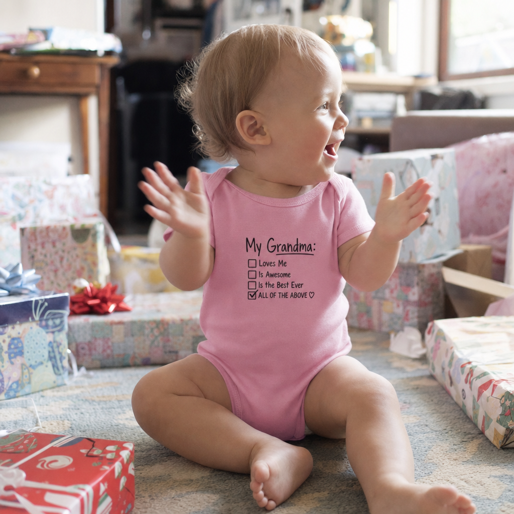 My Grandma: All Of The Above baby bodysuit worn