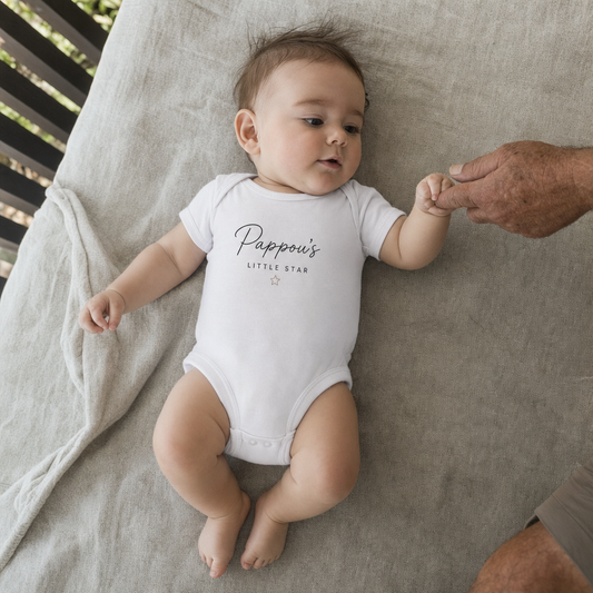 Pappou's Little Star baby bodysuit worn