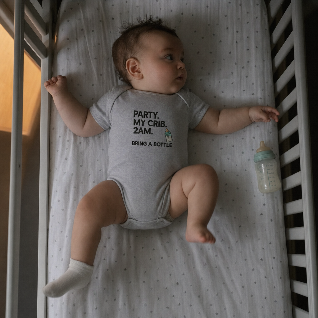 Party. My Crib. 2AM. Bring A Bottle. baby bodysuit worn