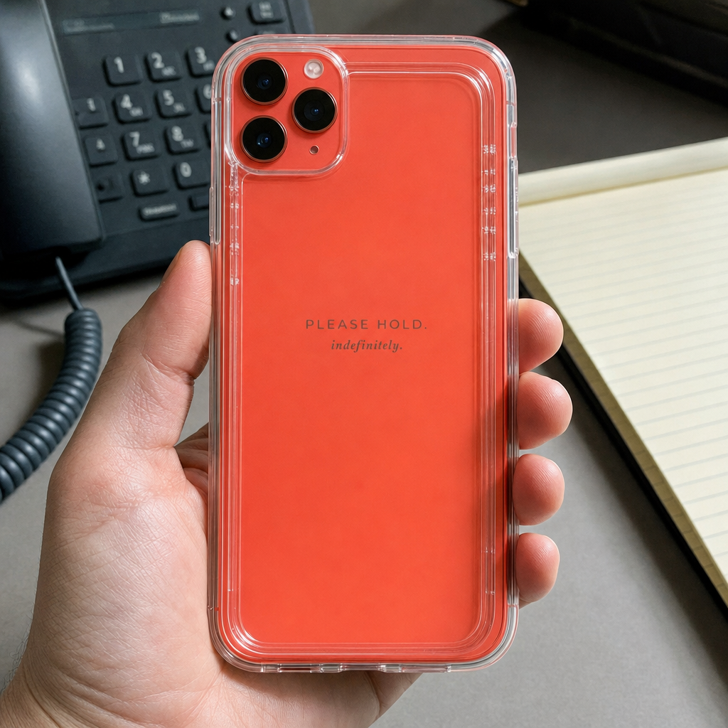 Please hold indefinitely clear iPhone case