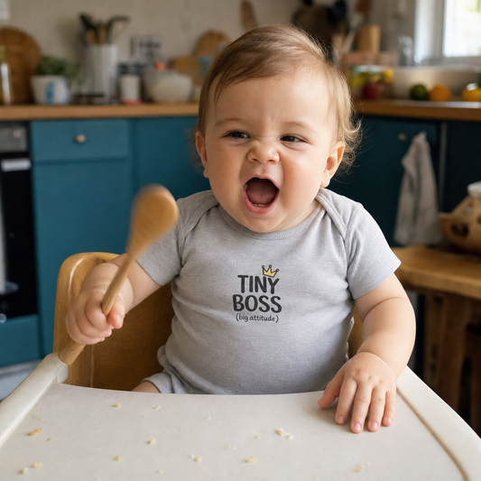 Tiny Boss baby bodysuit worn