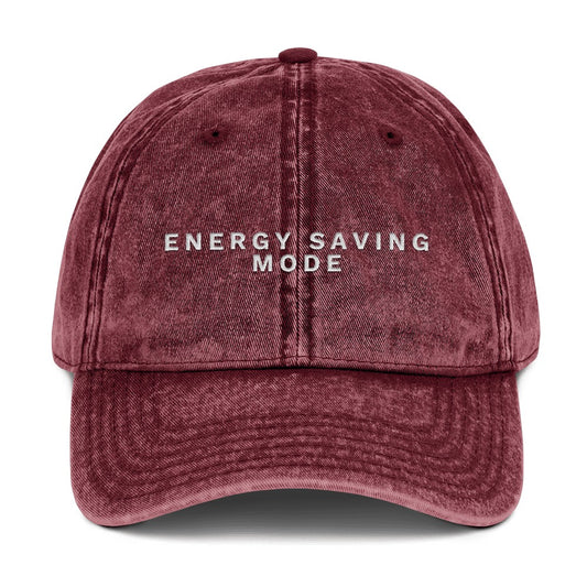 Energy Saving Mode embroidered vintage cap in maroon