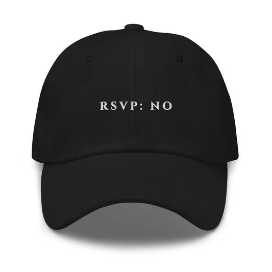 RSVP: No embroidered classic cap in black