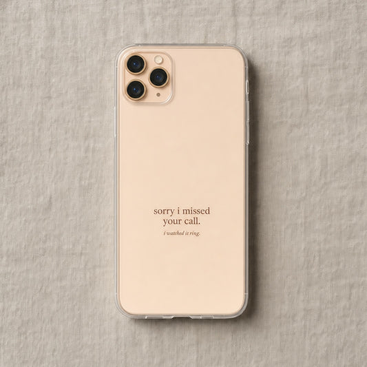 Sorry I missed your call clear iPhone case, full product shot