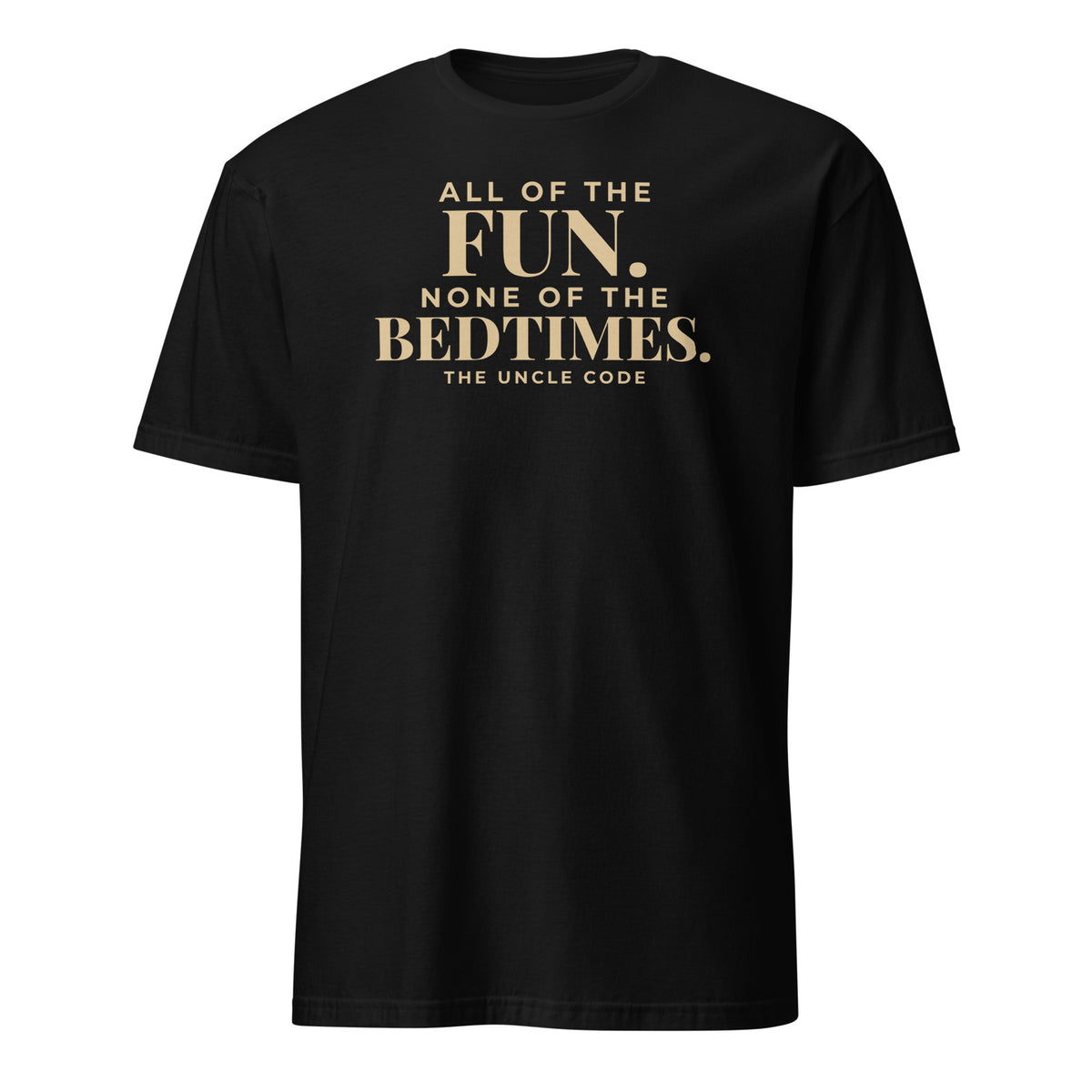 The Uncle Code tee in Black, front print